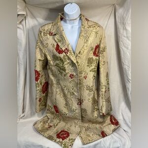 Vintage Metallic Embroidered Trench Coat